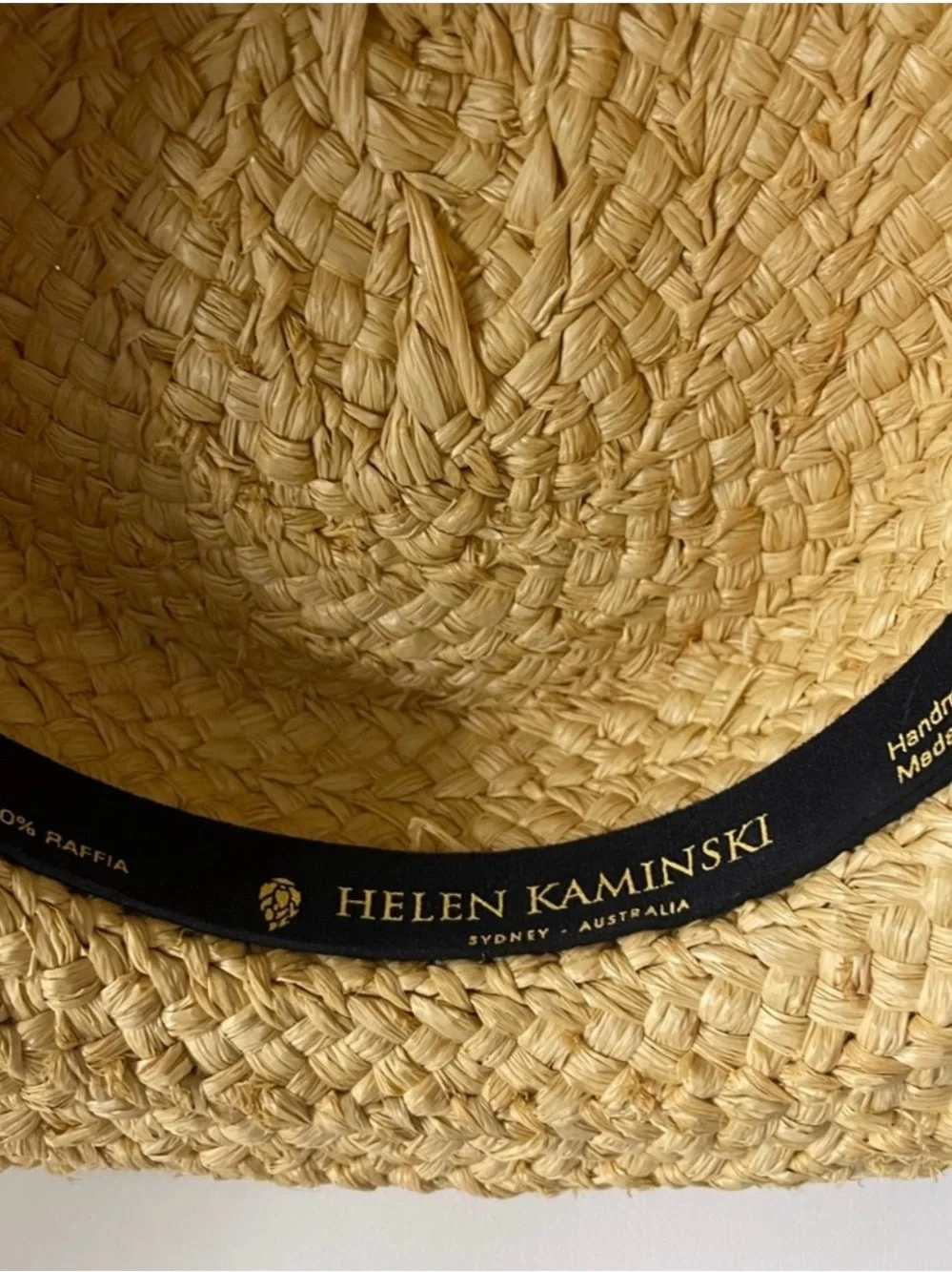 Helen Kaminski Natural Straw Sun Hat with Black Ribbon Tie - Picture 4 of 10